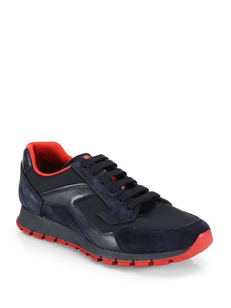 prada blue suede sneakers mens|Prada suede sneakers men.